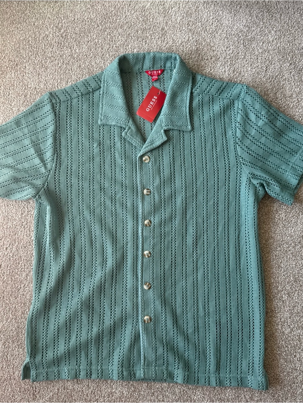 GUESS Los Angeles Panama Knit Shirt Men’s M Dusty Sky NWT